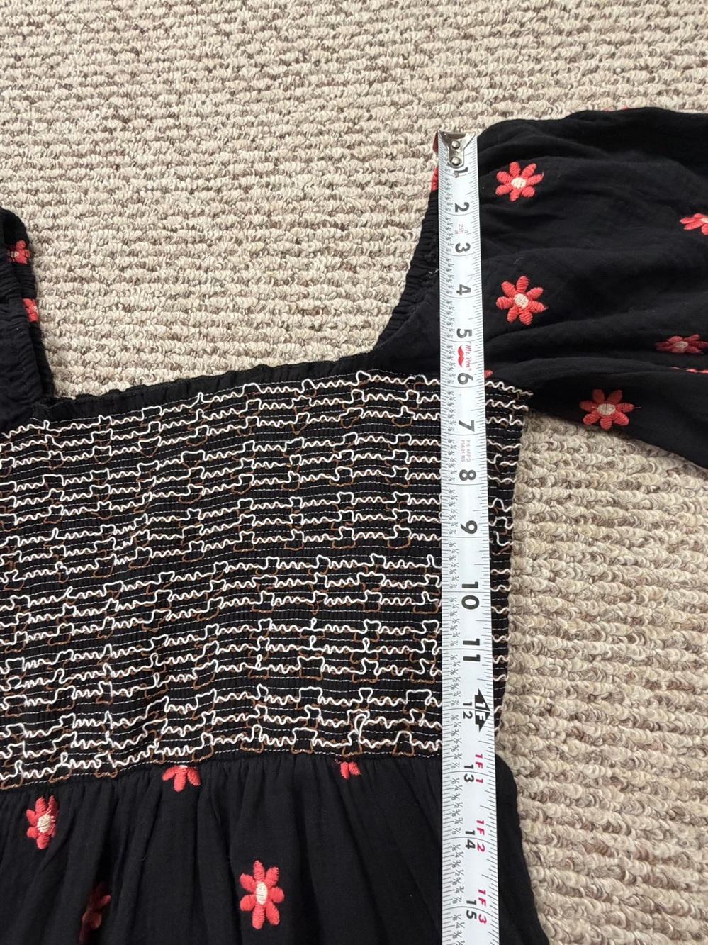 Free People Dahlia Embroidered Maxi Dress S /M Tiered Smocked Black Combo Boho - Picture 14 of 15